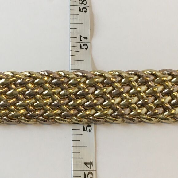 Vintage Gold Tone Woven Leather Womens Belt Gold Tone Metal Buckle 38\
